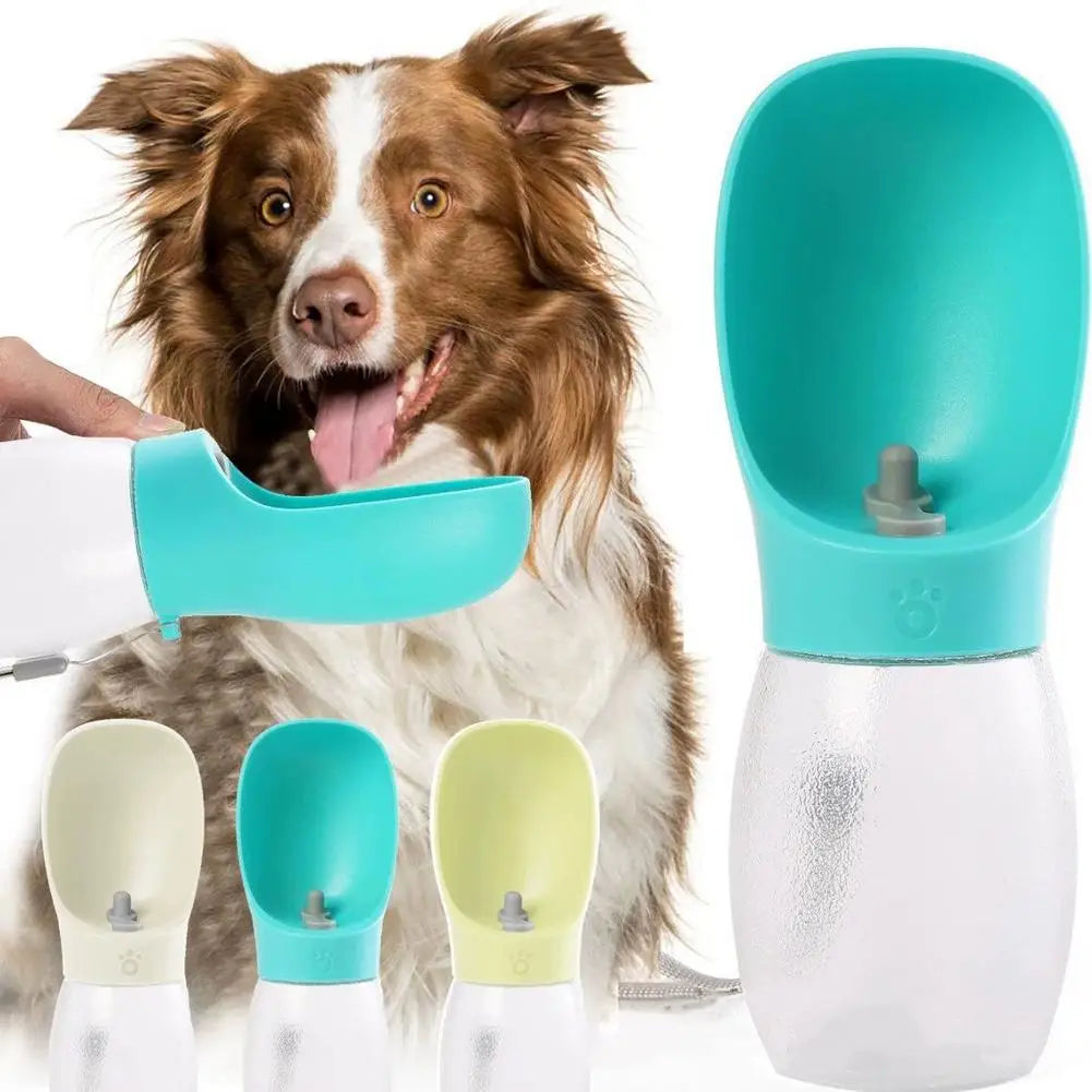 portable dog water bottle for travel, leakproof pet drinking bowl for dogs and cats, 300ml outdoor water dispenser