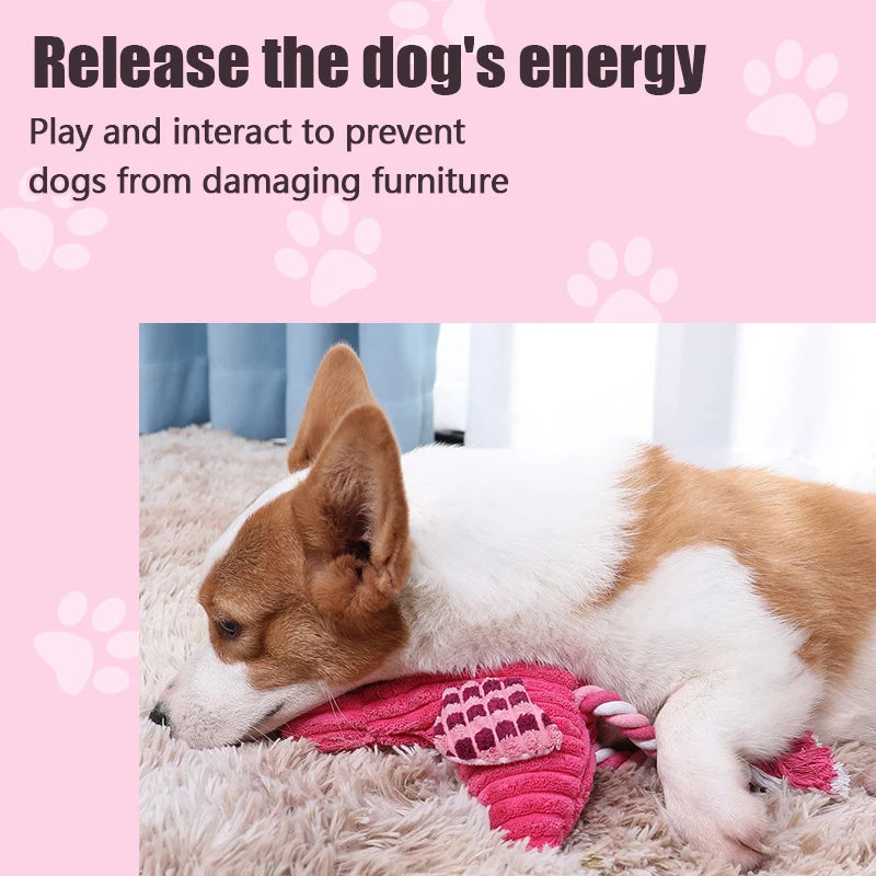 1PC Cute Flamingo Plush Dog Toys Funny Interactive Squeaky Chew Ropes Toys For Small Pets Teeth Cleaning Supplies