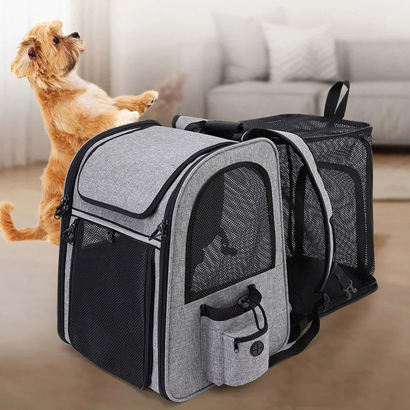 expandable pet backpack carrier for cats and dogs, breathable foldable Oxford cloth pet travel bag