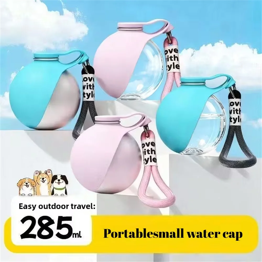 portable pet water bottle leak-proof travel dispenser with bowl for outdoor walking and feeding