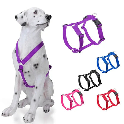 adjustable dog harness purple H-shaped nylon harness for dogs, washable lightweight outdoor travel pet harness