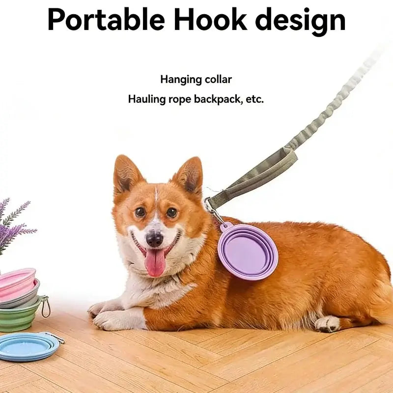 collapsible pet travel bowl portable silicone dog bowl with hook design for dogs and cats, ideal for travel and outdoor use