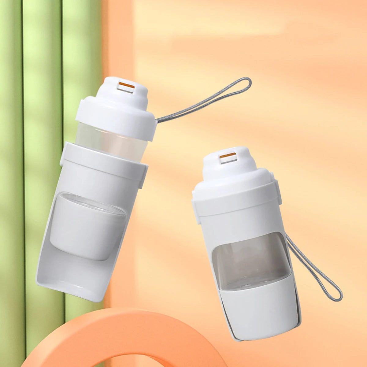 portable dog water bottle with food container for travel pets, leak-proof outdoor water cup with storage for dogs and cats
