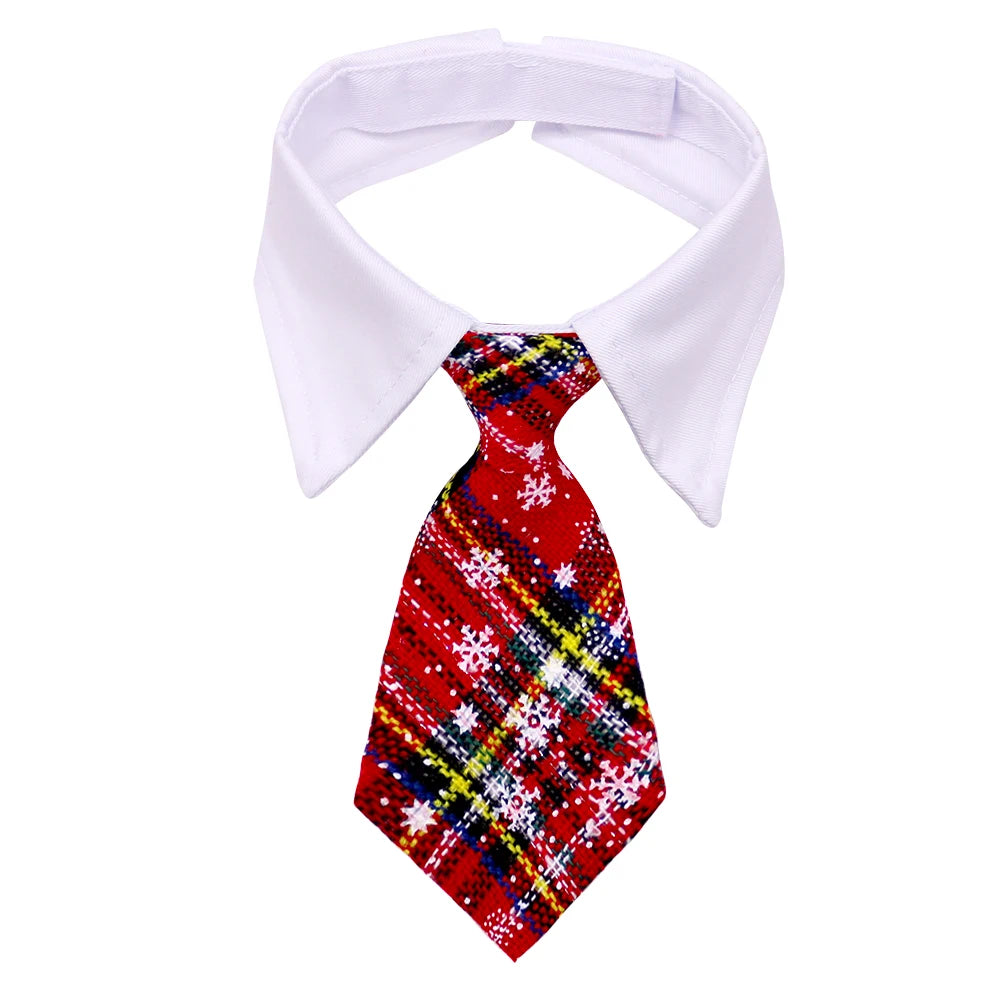 christmas dog necktie red plaid adjustable dog collar with white collar for pet grooming festive puppy bowtie