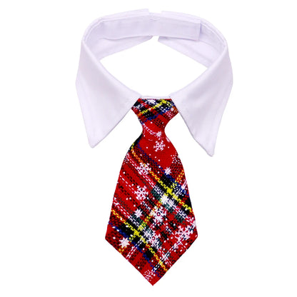 christmas dog necktie red plaid adjustable dog collar with white collar for pet grooming festive puppy bowtie