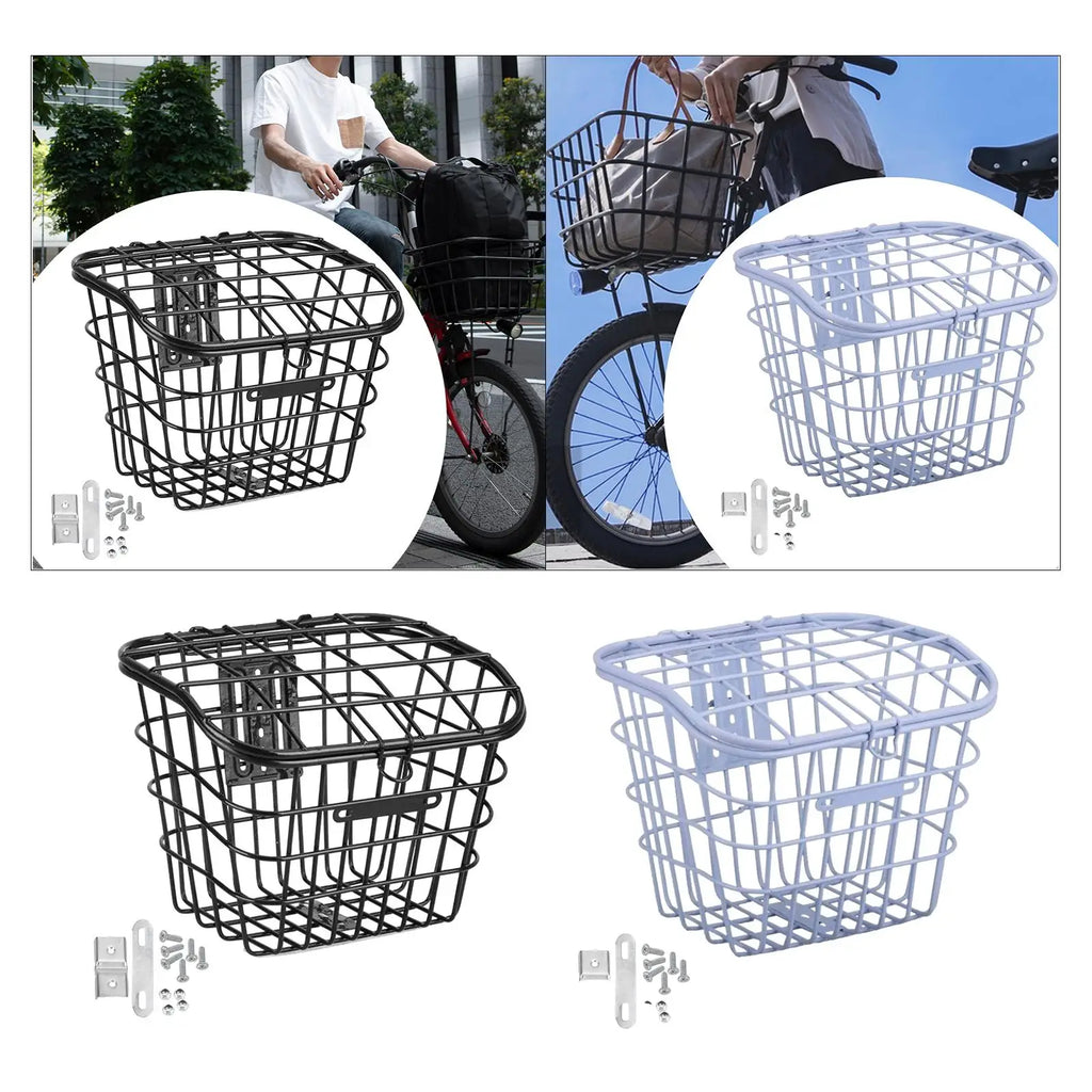 Front Bike Basket with Lid Biking Dogs Carrier Easy Install Bicycle Basket for Luggage Mountain Road Bikes Travel Camping Hiking