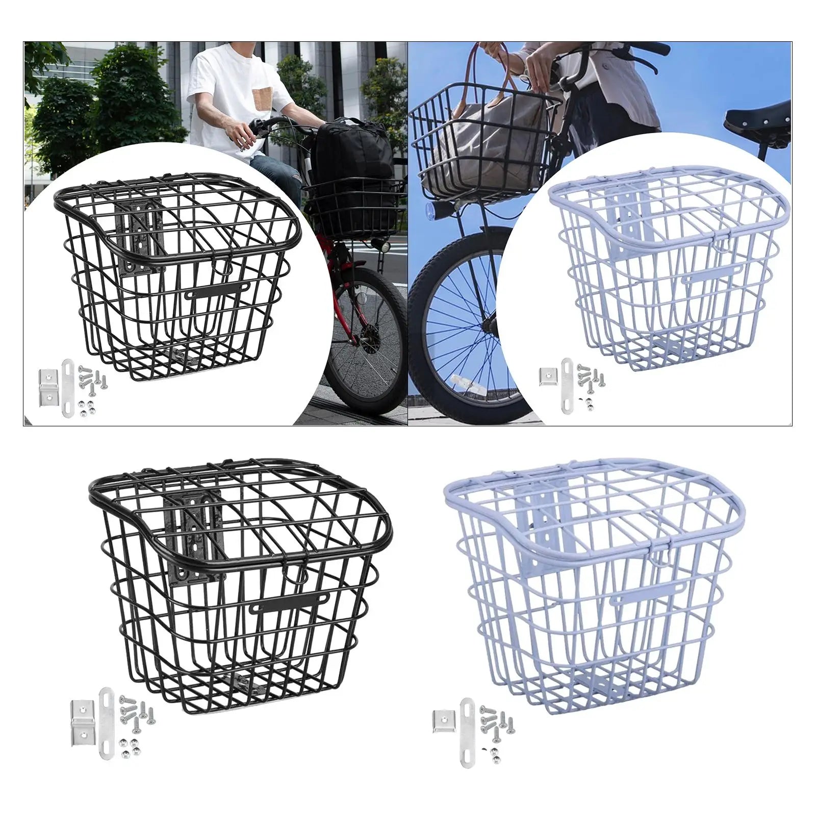 Front Bike Basket with Lid Biking Dogs Carrier Easy Install Bicycle Basket for Luggage Mountain Road Bikes Travel Camping Hiking