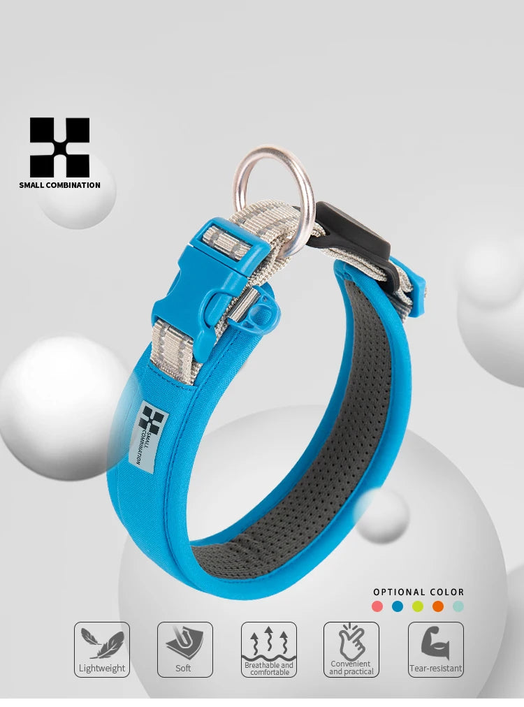 Blue reflective no pull dog harness set with padded adjustable vest and quick release buckle for medium and large dogs