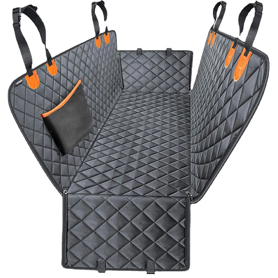 dog car seat cover hammock black 600D heavy duty scratch proof nonslip soft back seat cover with storage pocket