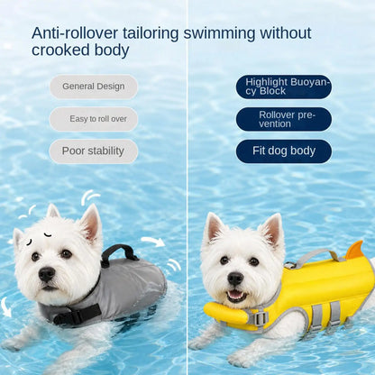 adjustable dog life jacket with high buoyancy, rescue handle, and anti-rollover fit for safe swimming