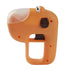Orange automatic pet treat dispenser for dogs and cats, interactive plastic training reward toy, easy-use snack feeder