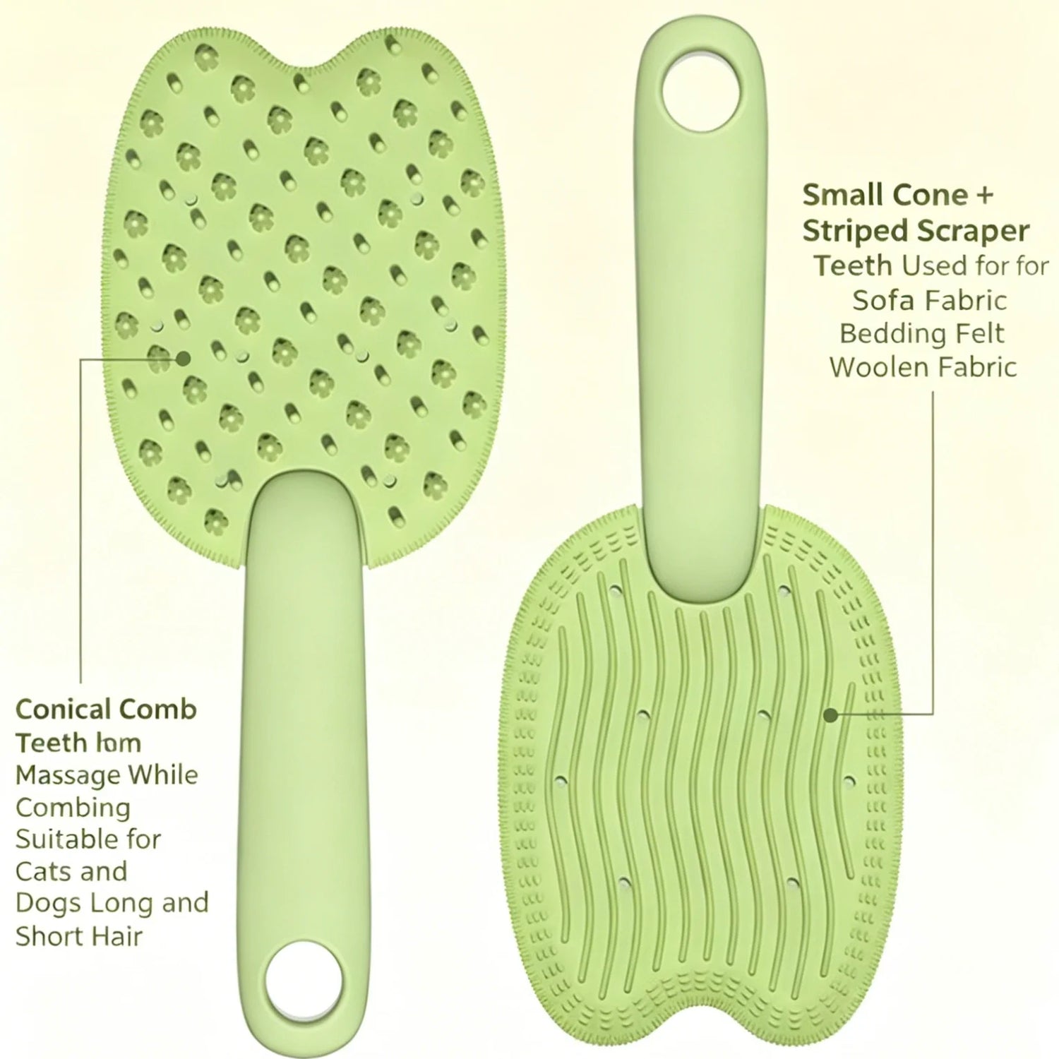 2 in 1 pet hair remover grooming brush for cats and dogs, dual-sided deshedding brush with massage comb