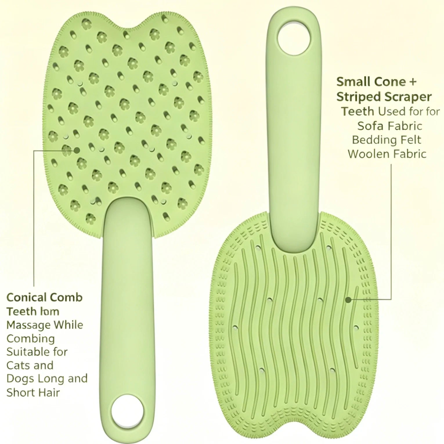 2 in 1 pet hair remover grooming brush for cats and dogs, dual-sided deshedding brush with massage comb
