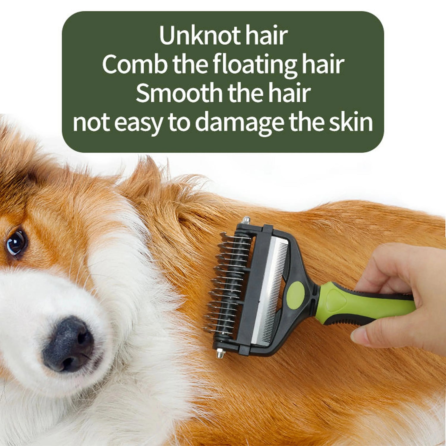 3 in 1 pet deshedding brush for dogs, removes loose hair and knots gently without damaging skin