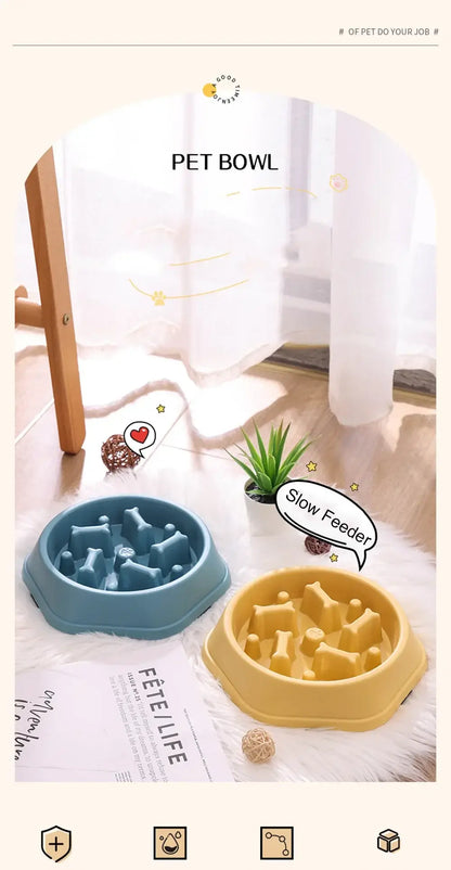 Slow feeder dog bowl interactive anti-gulping pet bowls for small dogs, durable plastic bloat prevention design