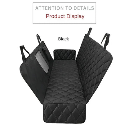 Black waterproof dog car seat cover hammock for rear seat protection, quilted pet car seat cover for dogs
