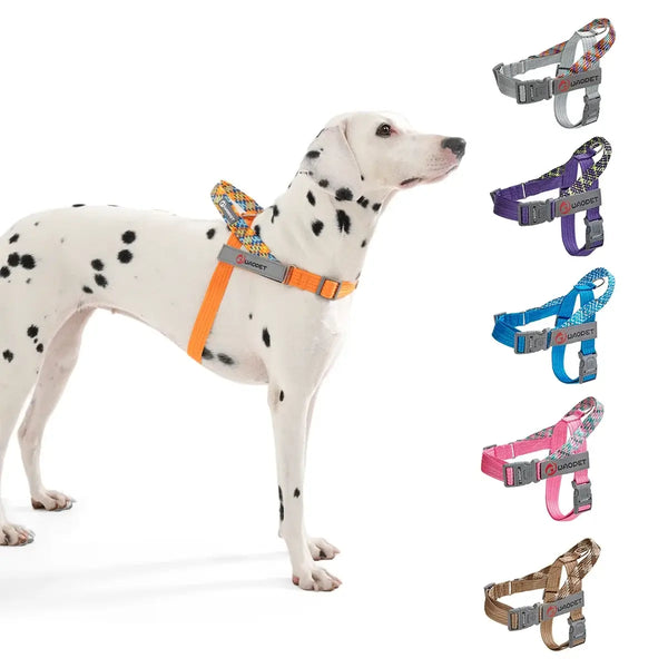 no pull dog harness for large dogs, reflective durable nylon walking harness with quick release buckle