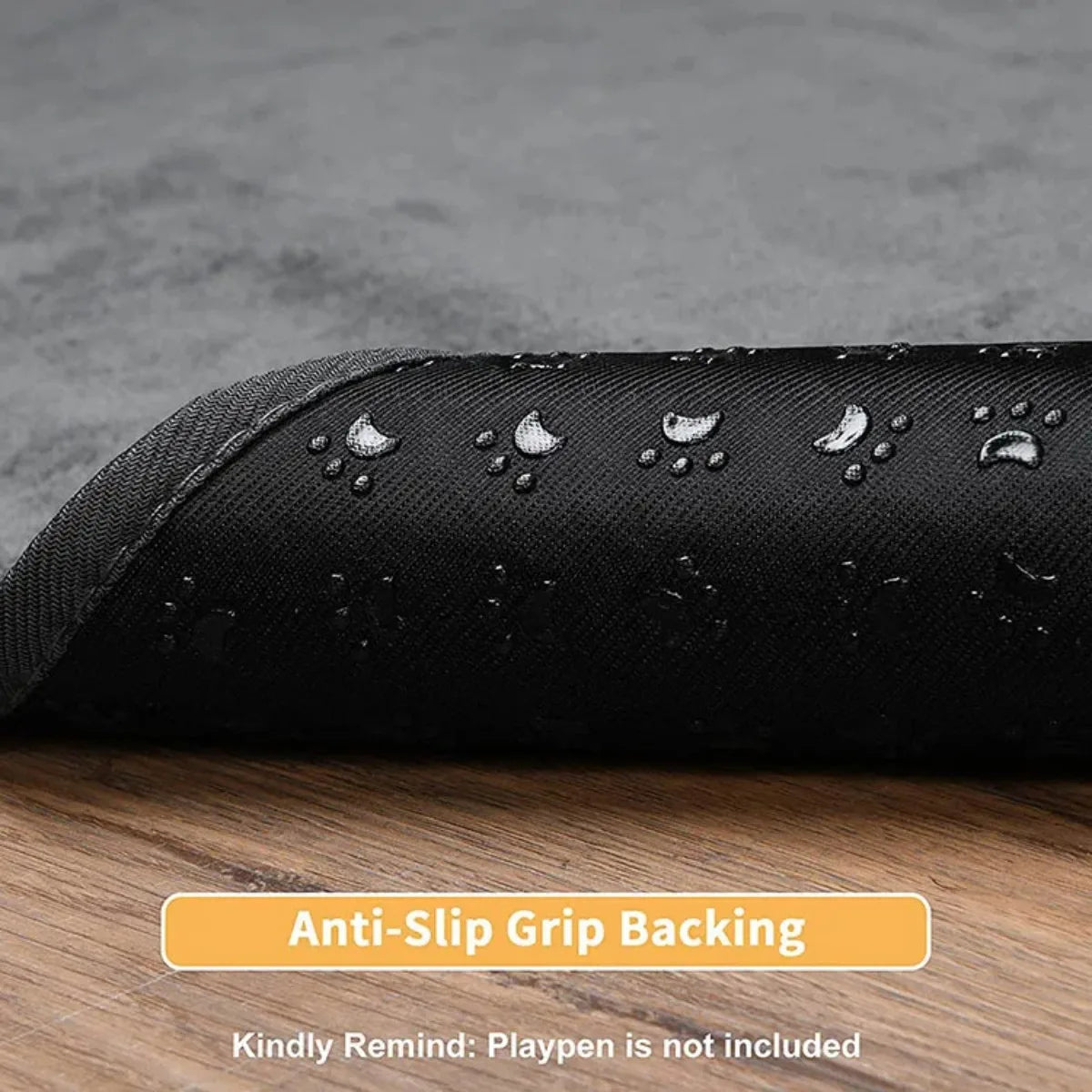 Washable dog pee pad with anti-slip grip backing, waterproof reusable puppy training mat for crates and playpens