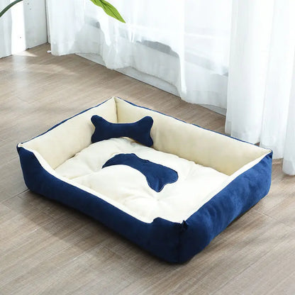 all-season pet bed house navy blue breathable cotton dog kennel with soft pad for small medium large dogs and cats