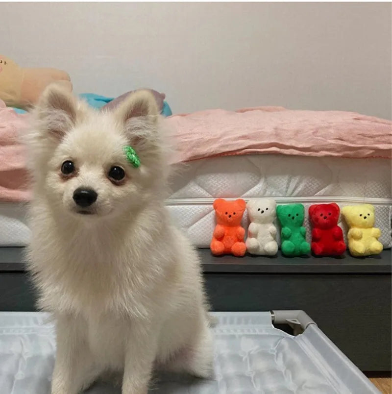Small dog squeaky toy plush bear for puppies and cats, soft fleece pet supply for Pomeranian, Teddy, Shih Tzu, Pug