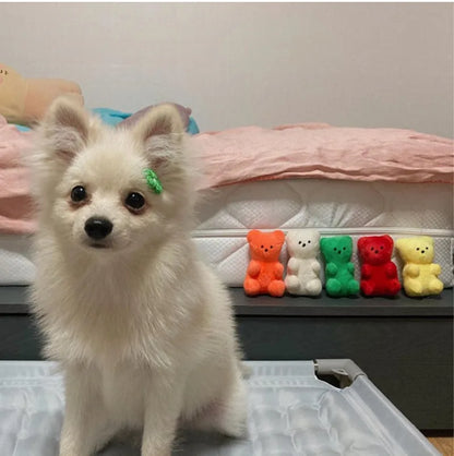 Small dog squeaky toy plush bear for puppies and cats, soft fleece pet supply for Pomeranian, Teddy, Shih Tzu, Pug
