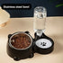 automatic pet feeder and water dispenser black stainless steel bowl 15% tilt, no battery, China Mainland
