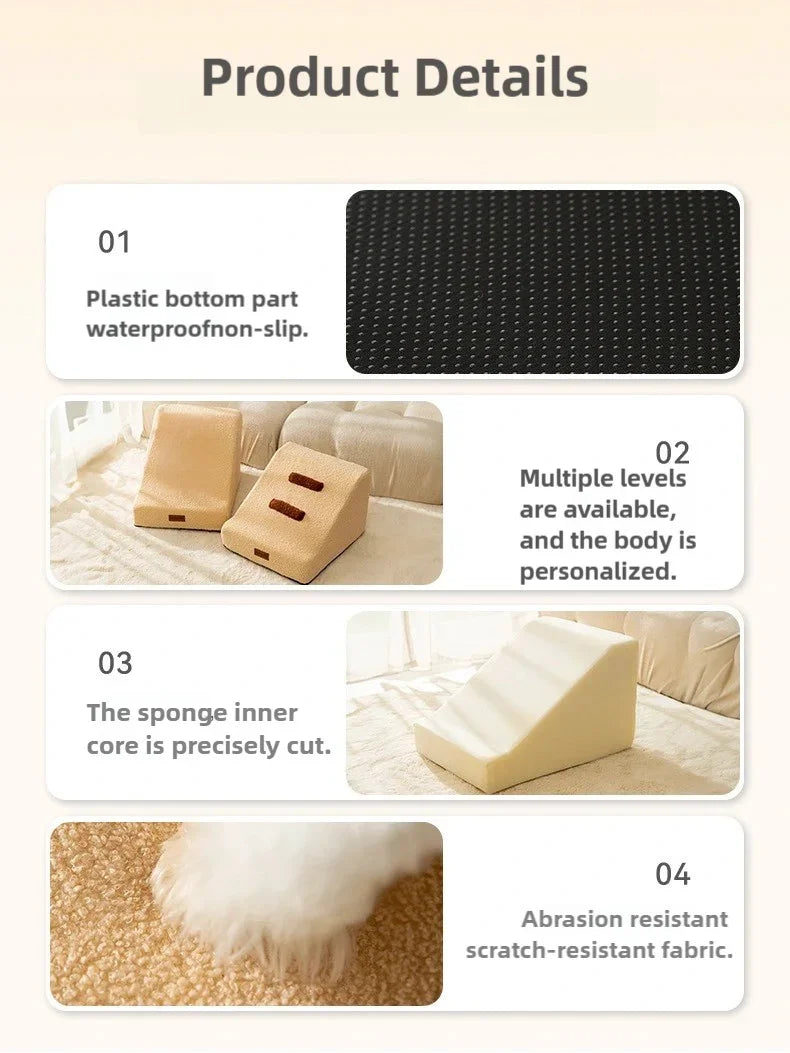 2/3 Steps Puppy Stairs Non-Slip Ladder Dogs Pets Secure Stairs Ramp for Dogs Protect Older Dogs with Joint Pain Sofa Bed Ladde details
