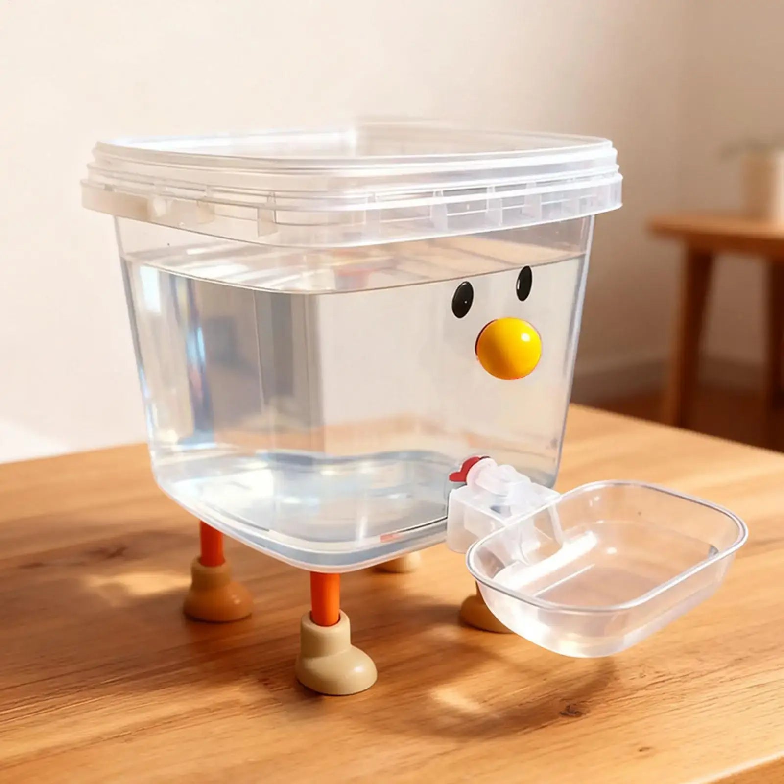 Cartoon automatic pet water dispenser for dogs and cats with clear plastic tank and bowl for home use