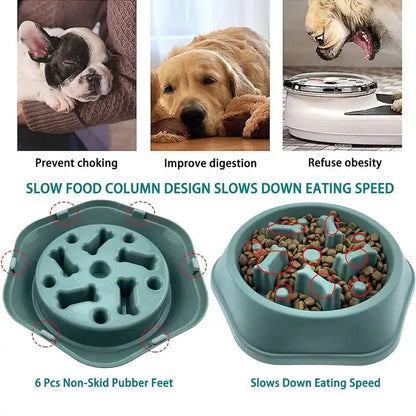 slow feeder dog bowl for dogs and puppies, anti-choking puzzle feeder with non-slip design