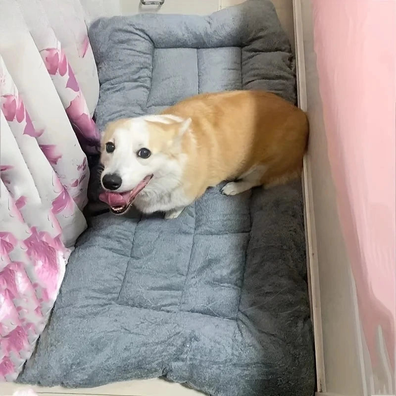 plush dog bed sofa thickened soft polyester pet mat for small medium large dogs, cozy crate bed