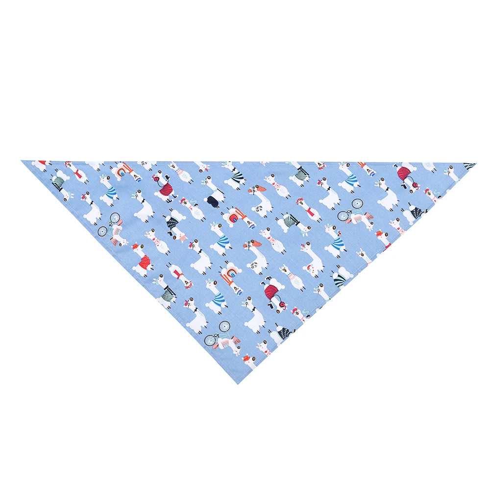 Blue dog bandana with cute cartoon dog print, pet accessory for dogs