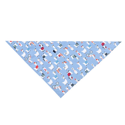 Blue dog bandana with cute cartoon dog print, pet accessory for dogs
