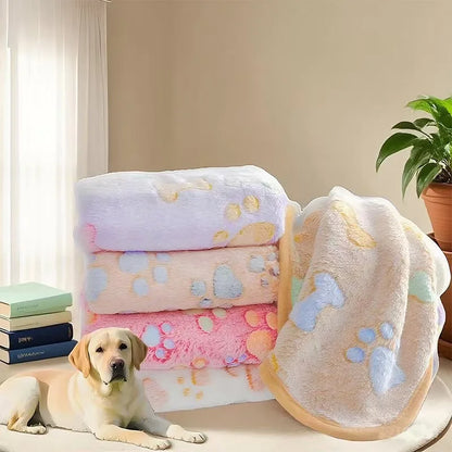 warm pet blanket for dogs and cats soft paw print plush mat for small medium dogs and puppies