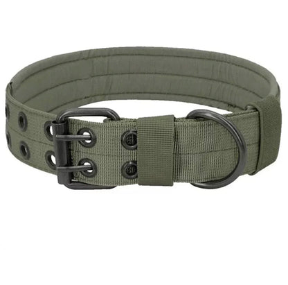 reflective tactical dog collar, adjustable nylon heavy duty military collar with quick release buckle for training