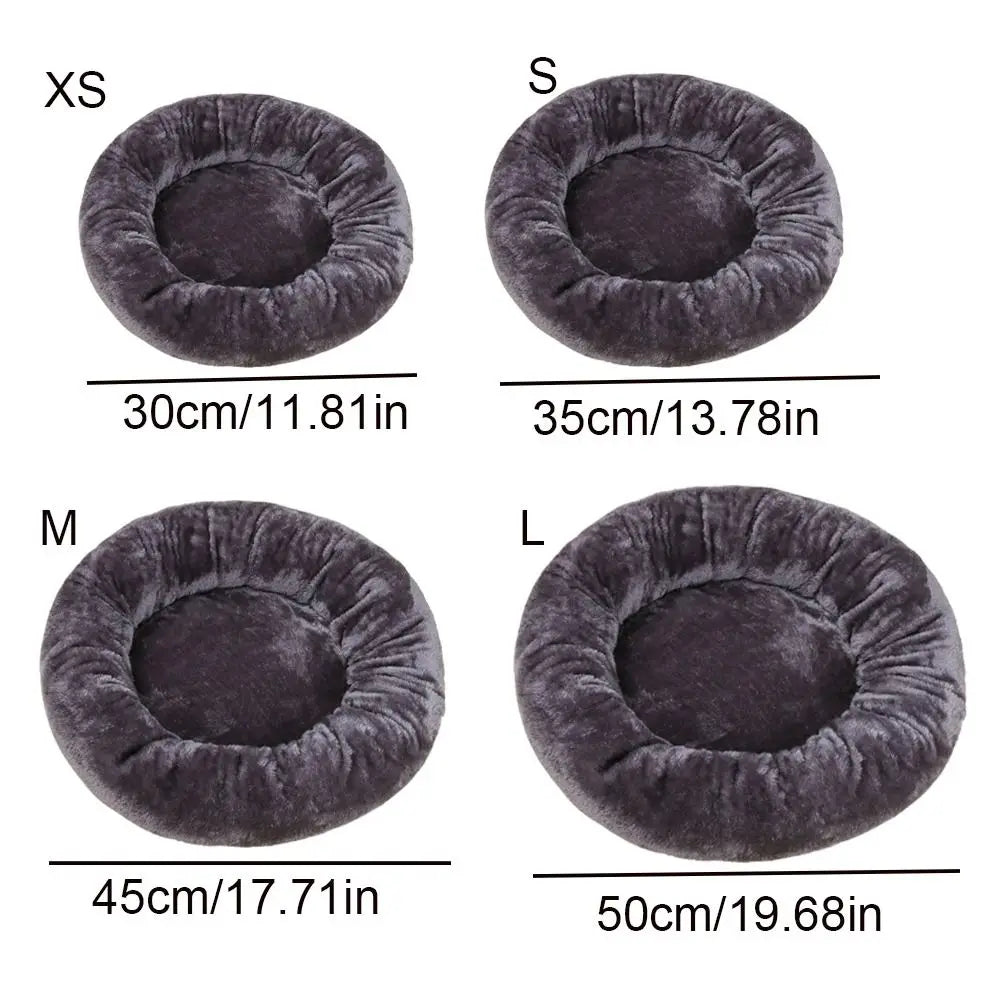 donut dog bed sizes XS to L, soft washable round pet bed for dogs and cats, warm plush kennel cushion