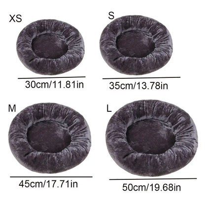 donut dog bed sizes XS to L, soft washable round pet bed for dogs and cats, warm plush kennel cushion