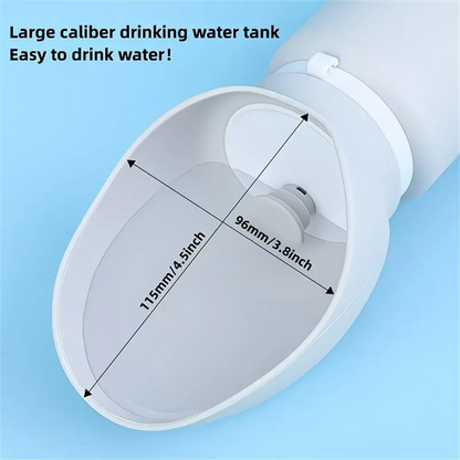 portable dog water bottle with large-caliber drinking tank, 550ml foldable silicone design, leak-proof and easy to carry