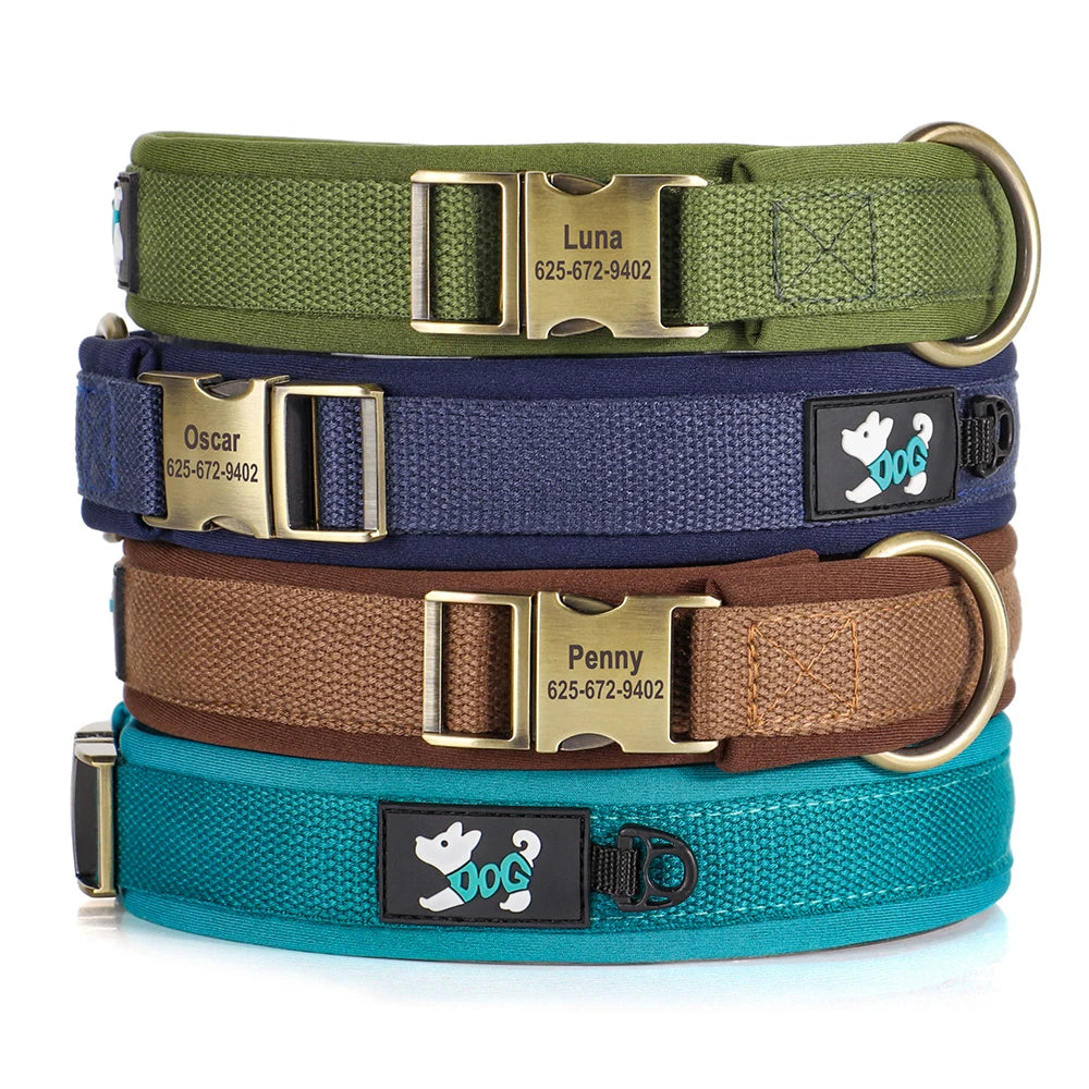 personalized nylon dog collar with free engraving, adjustable custom ID collars for small, medium and large dogs