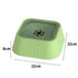 Square green slow feeder dog bowl, 22cm x 22cm x 8cm, anti-slip base and swirl design.