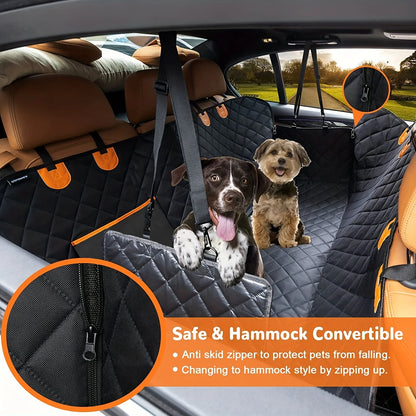 dog car seat cover hammock for pets, heavy-duty nonslip quilted back seat protector for safe travel