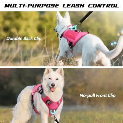 no-pull tactical dog harness for large dogs, reflective military vest with handle and back/front clip for control