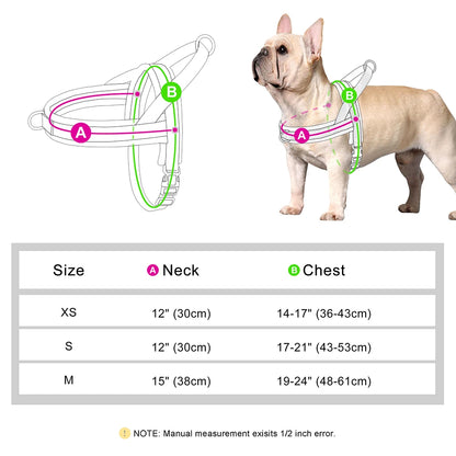 no pull dog harness size chart for small dogs, adjustable padded nylon vest with neck and chest measurements