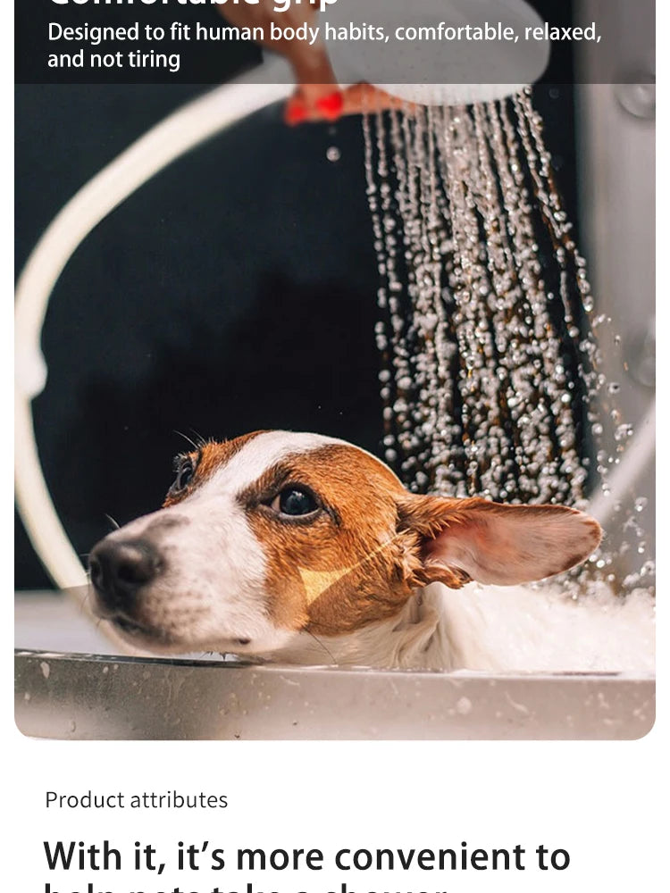 pet bathing shower sprayer for easy dog washing and grooming under a gentle garden faucet spray