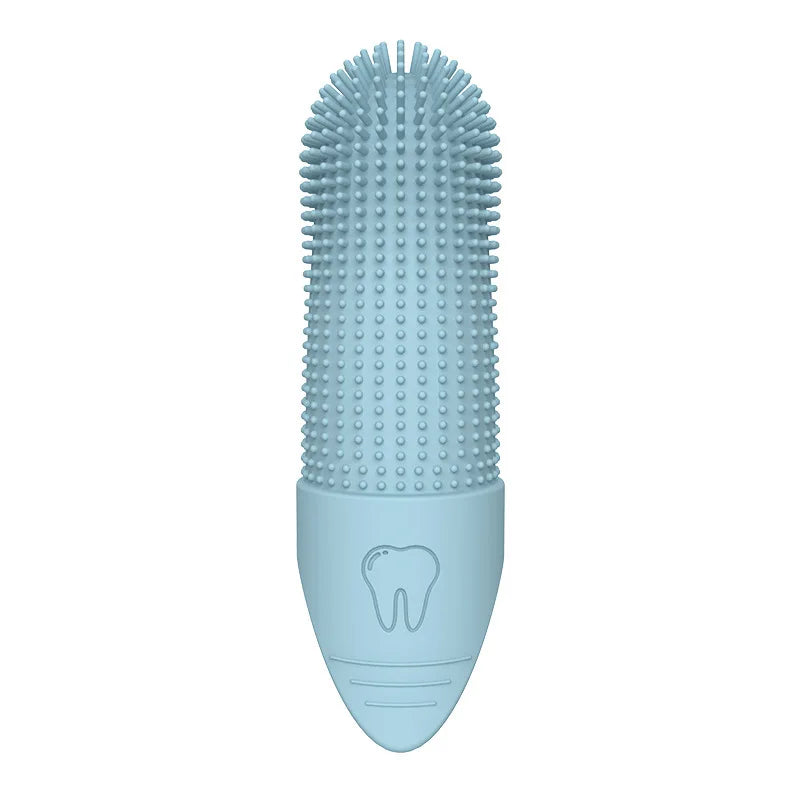 silicone finger toothbrush for dogs, blue 360° food grade silicone finger toothbrush for dogs and cats, universal dental care