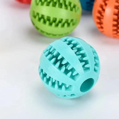 natural rubber dog chew toy textured blue treat ball for teeth cleaning and interactive pet play