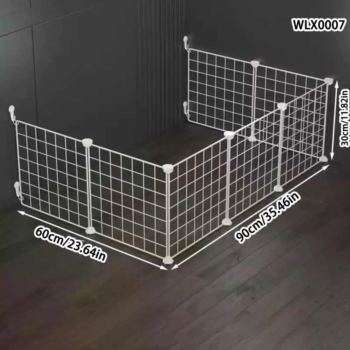 Puppy Fence for Home Indoor Use, Anti-Escape Corgi Dog Fence, Puppy Training Isolation Net with dimensions.
