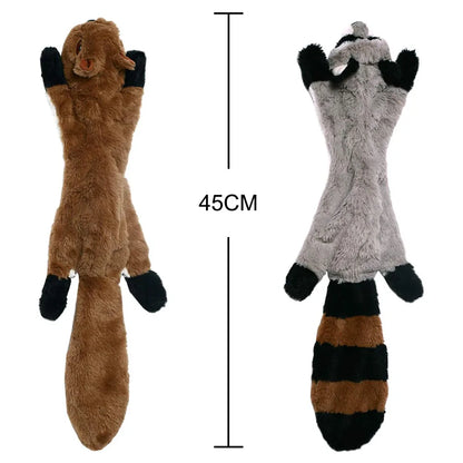 stuffingless squeaky dog toy plush raccoon design 45cm durable crinkle chew toy for dogs with squeakers