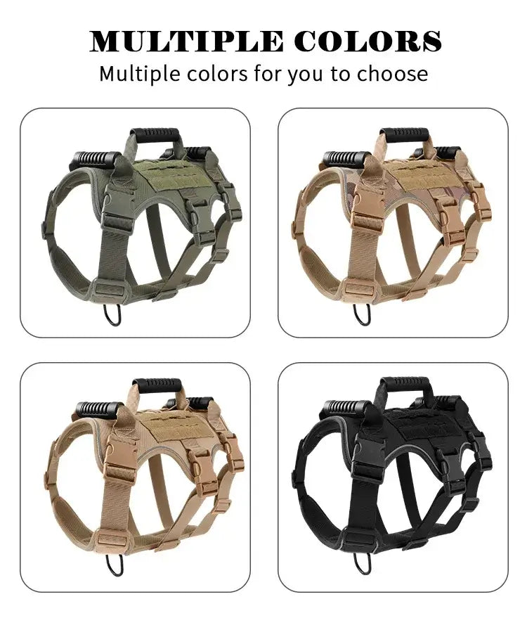tactical dog harness in multiple colors, durable reflective quick-release design for all stages and outdoor training