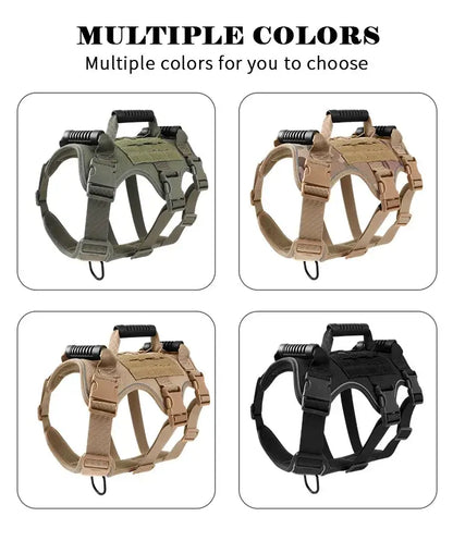 tactical dog harness in multiple colors, durable reflective quick-release design for all stages and outdoor training