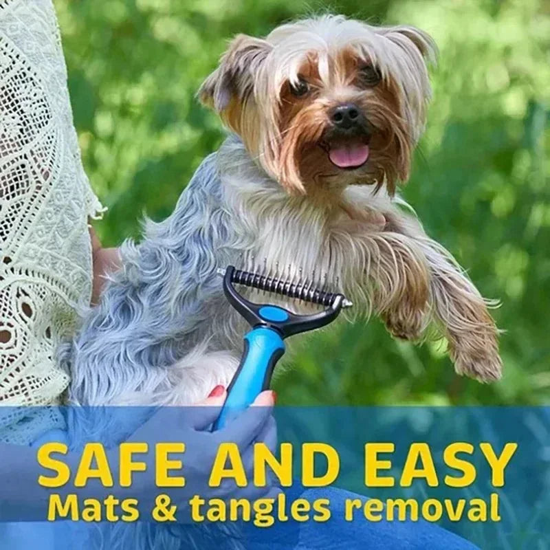 self cleaning pet desdeshedding brush for dog and cat grooming, safe mats and tangles removal